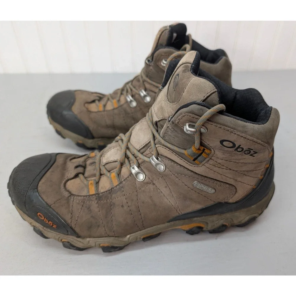 Oboz Bridger Mid B-DRY Hiking Boots Men's‎ 10 Brown Black Leather Waterproof